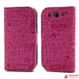 Кожаный чехол книжка Love Songs для  Samsung i9300 Galaxy S 3 (розовый)